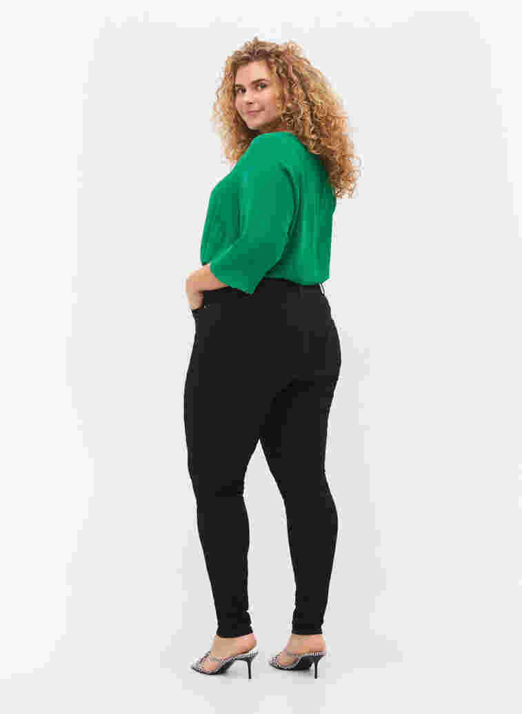 Super slim Bea jeans med extra hög midja, Black, Model image number 1