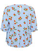 Blus i bomull med tomatm&ouml;nster och peplum, Bl&aring;, Packshot image number 1