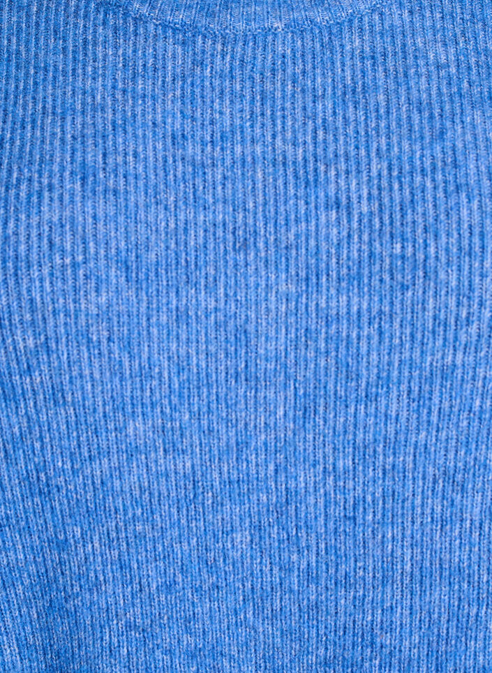 Melerad stickad blus med rund hals, Bl&aring;, Packshot image number 2