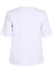 Blus i ribbad jersey med korta &auml;rmar, Vit, Packshot image number 1
