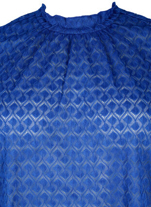 Långärmad blus med mönstrad struktur, Deep Ultramarine, Packshot image number 2