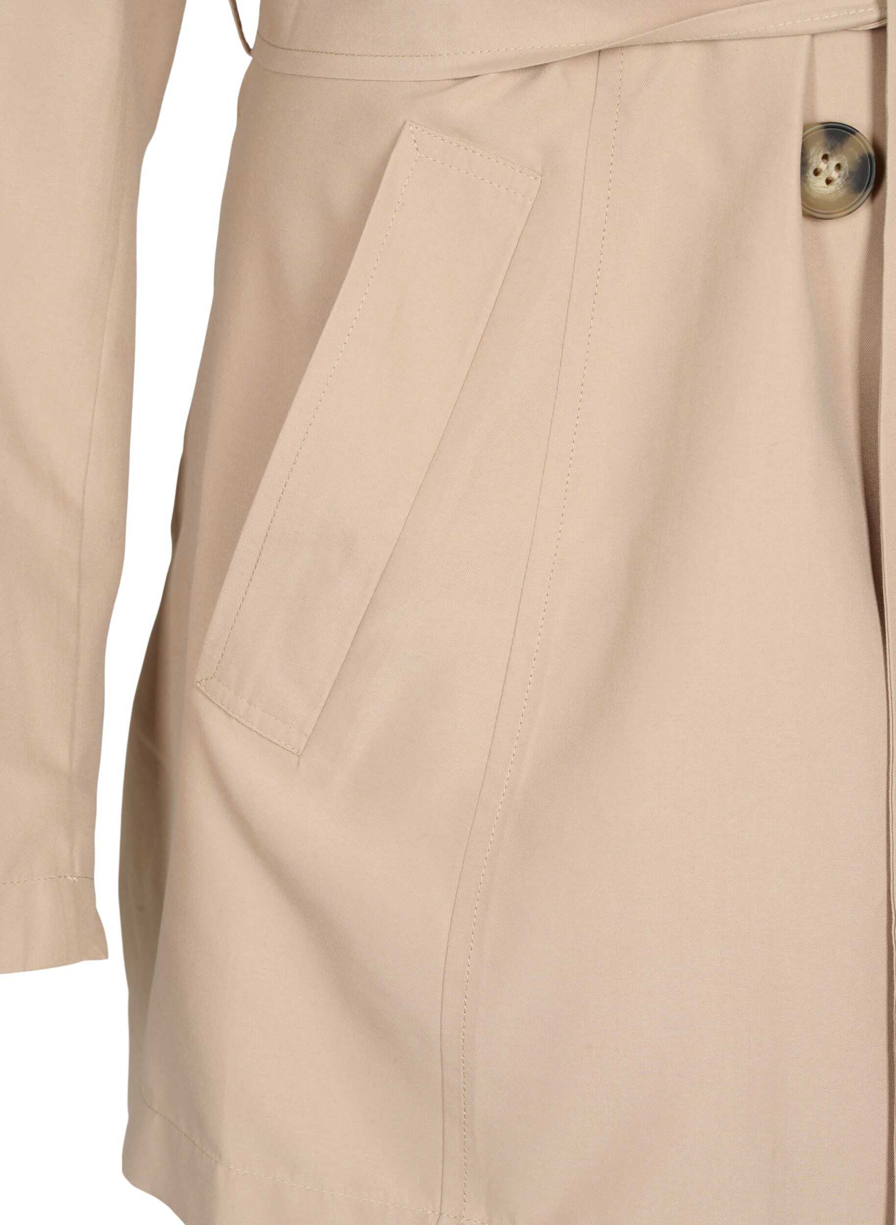 Zizzi Trenchcoat med b&auml;lte och fickor, Nomad, Packshot image number 3