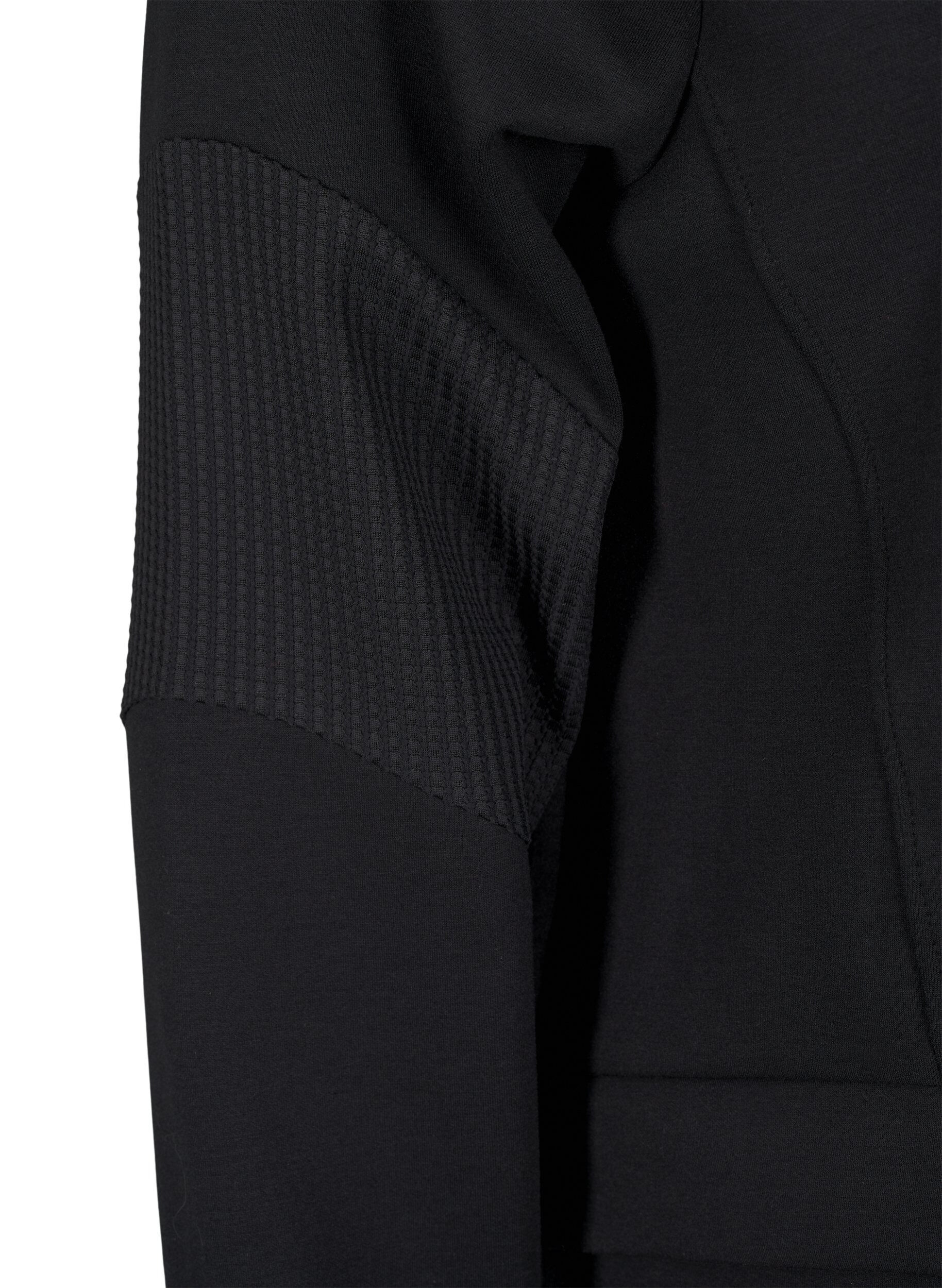 Zizzi Huvtr&ouml;ja i sweatshirttyg med fickor, Black, Packshot image number 3