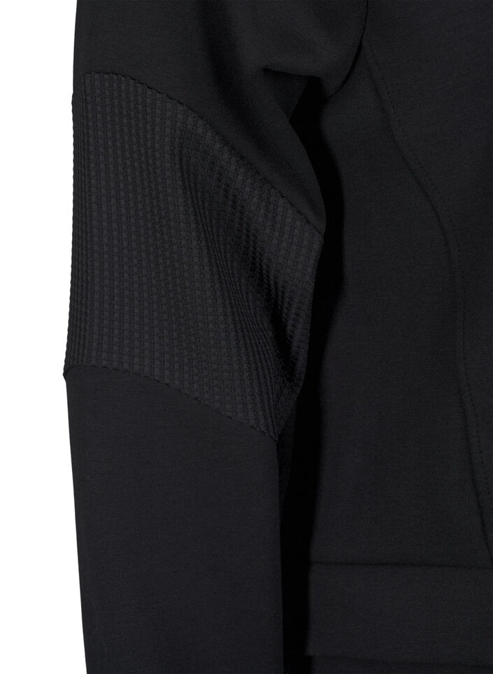 Huvtröja i sweatshirttyg med fickor, Black, Packshot image number 3