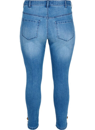 Croppade Amy jeans med pärlor, Blue denim, Packshot image number 1
