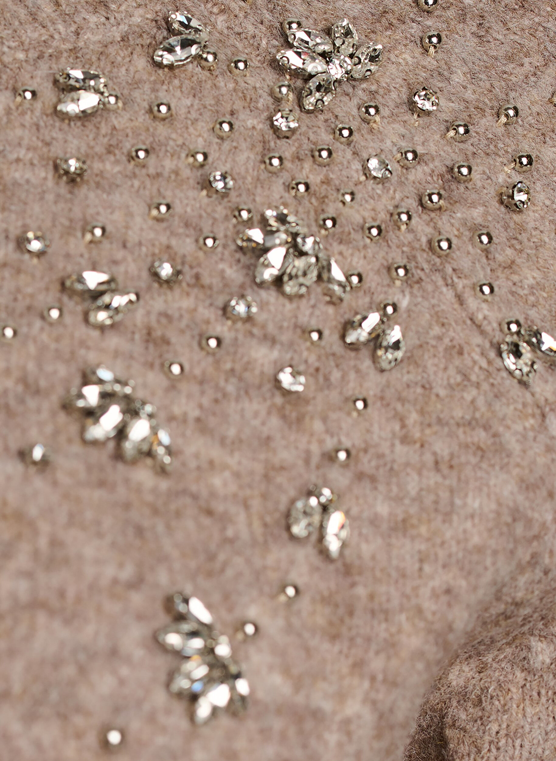 Zizziblus i stickat med strass och nitar, Beige, Packshot image number 2