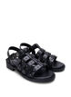 Bred sandal med nitar, Svart, Packshot image number 1