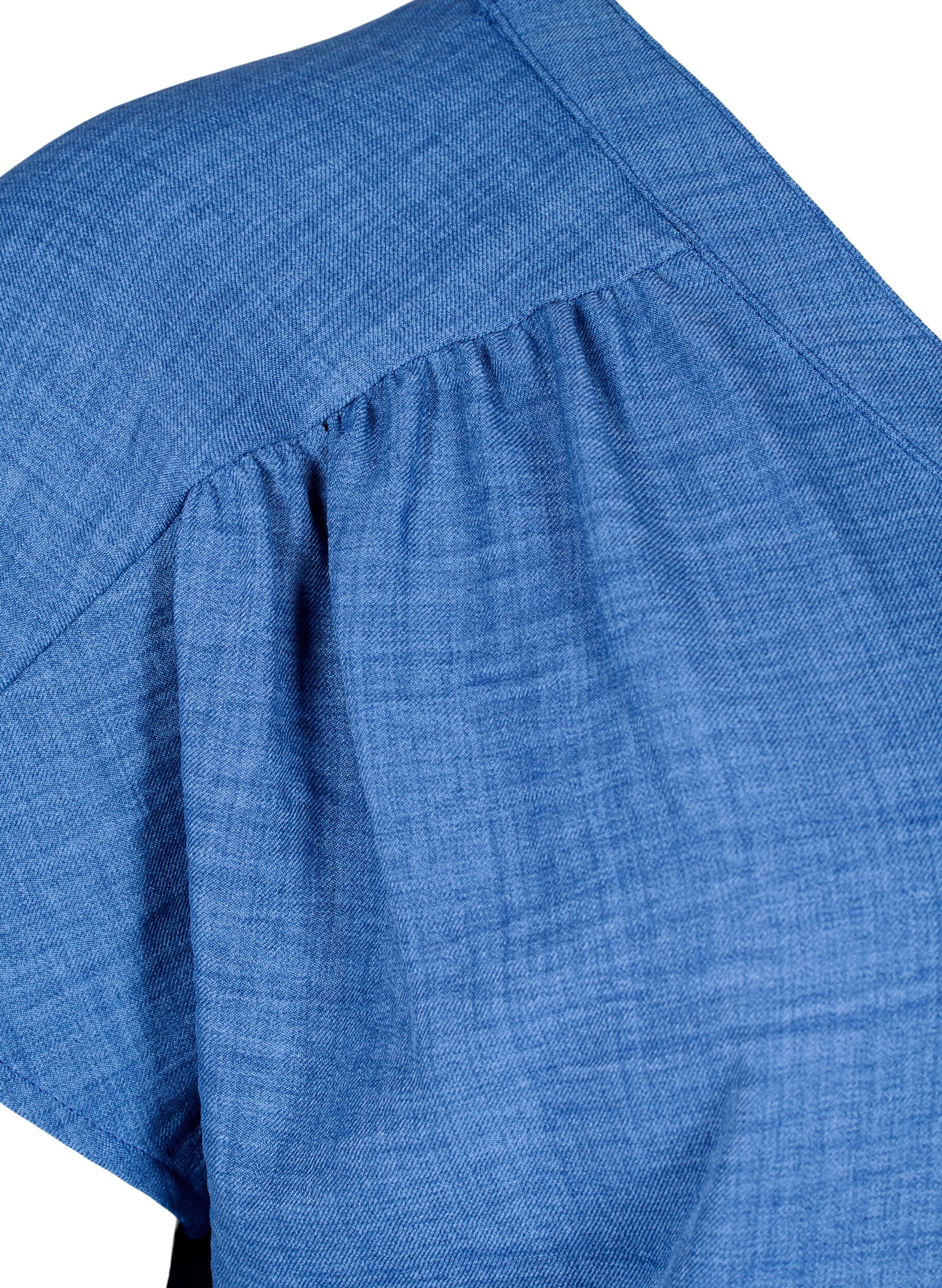 Zizzi V-ringad skjortblus med korta &auml;rmar, Bl&aring;, Packshot image number 3