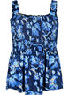 Amningsvänlig topp med smock, Blue Flower Print, Packshot image number 0