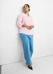 Blus i bomullsmuslin med broderie anglaise, Rosa, Model image number 3