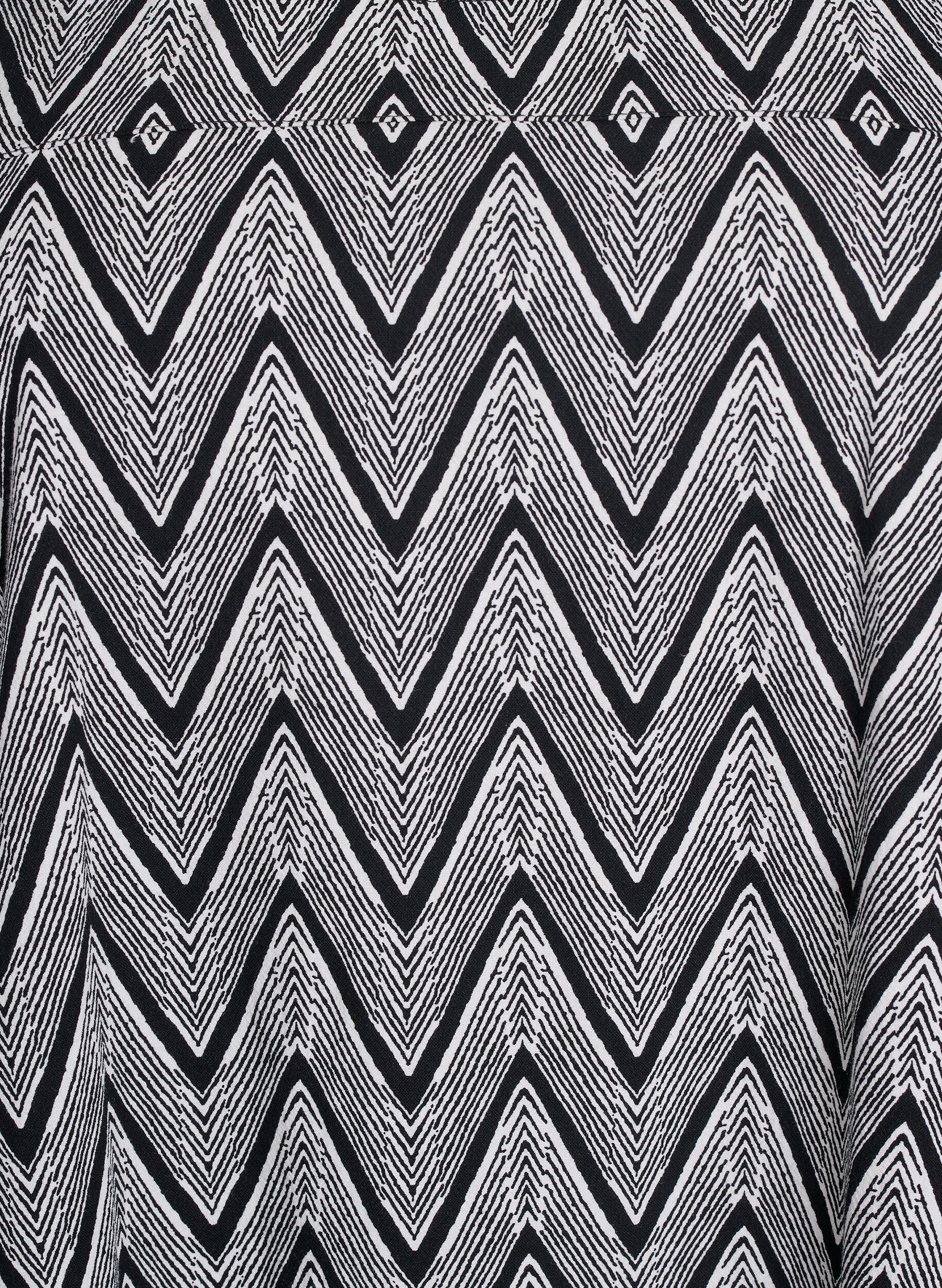 Zizzi Kort&auml;rmad bomullskl&auml;nning med tryck, Svart, Packshot image number 2