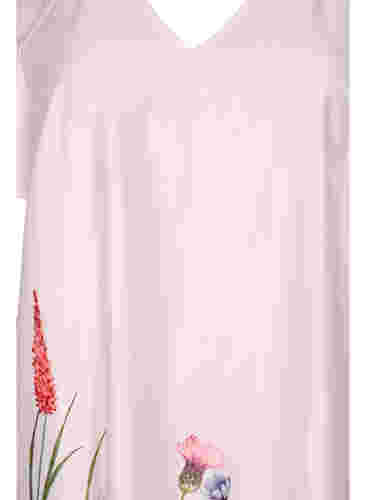 Midiklänning med blommönster och korta ärmar, White Sand, Packshot image number 2