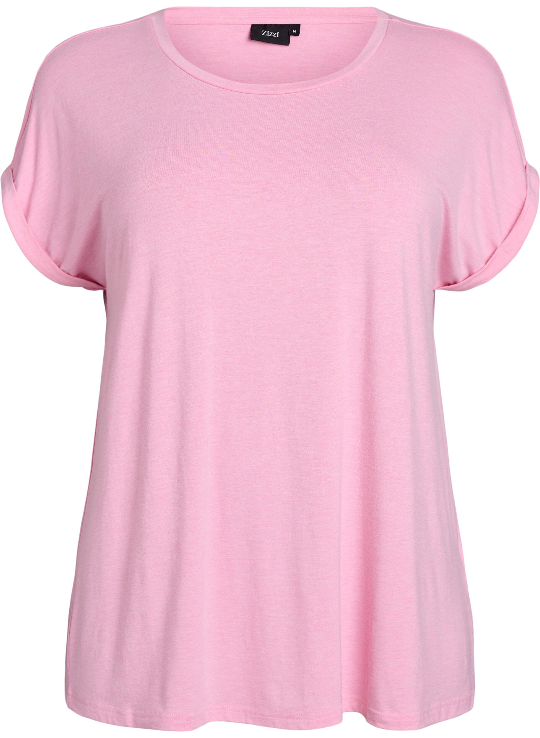 Zizzi L&ouml;s t-shirt med rund halsringning, Rosa, Packshot image number 0
