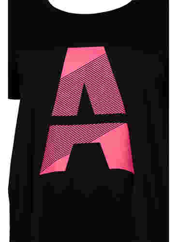  T-shirt till träning med print, Black w. Pink A, Packshot image number 2