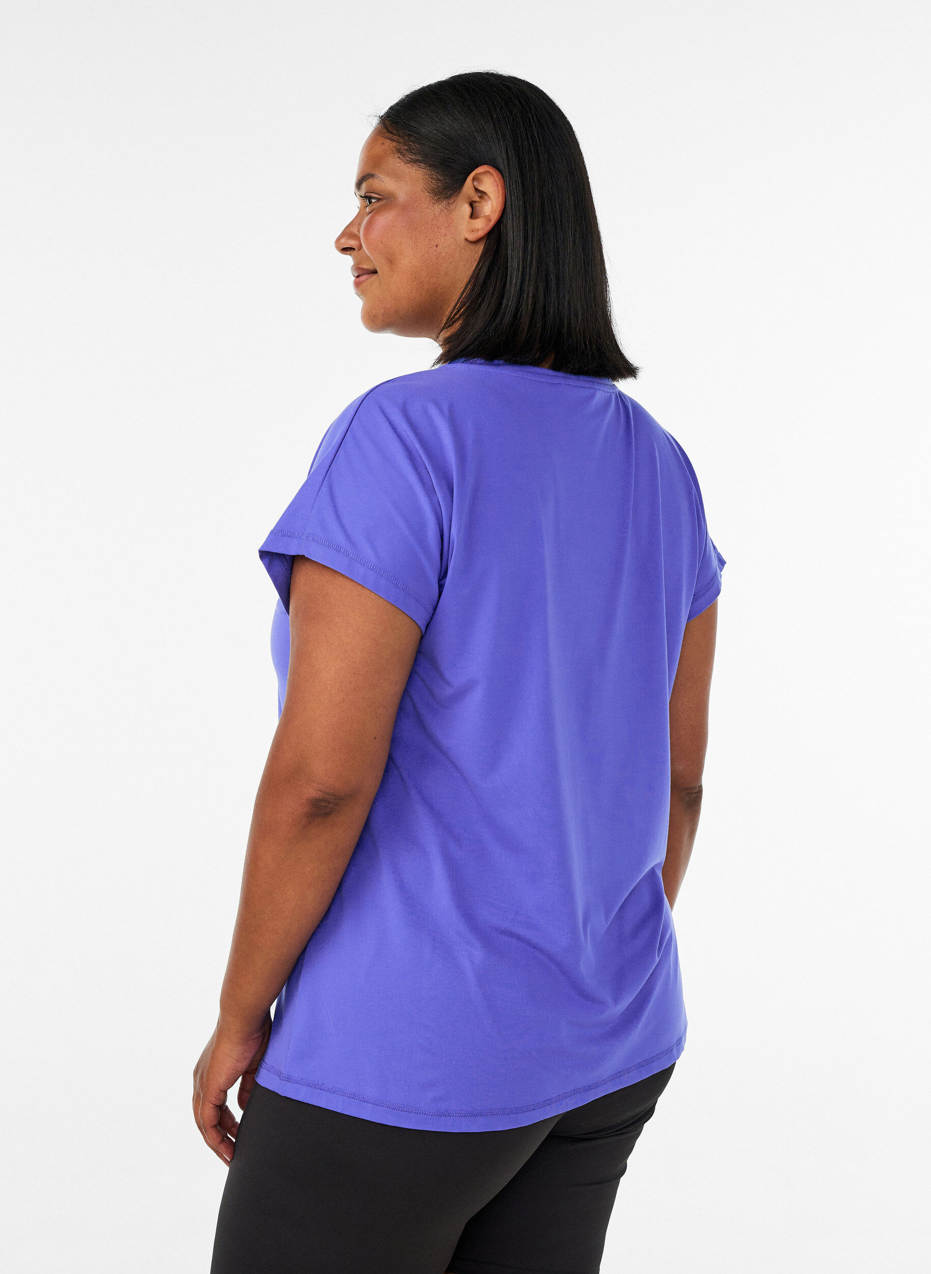 ZizziEnf&auml;rgad tr&auml;nings-T-shirt, Bl&aring;, Model image number 2