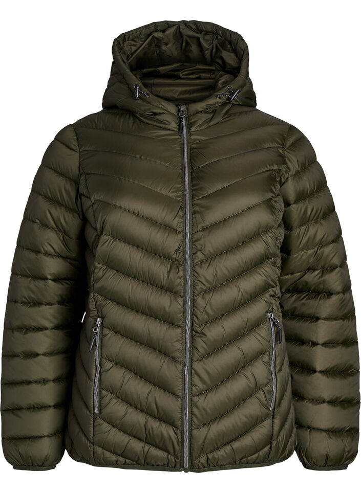 L&auml;ttviktsjacka med huva, Gr&ouml;n, Packshot image number 0
