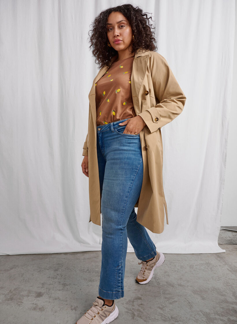 Klassisk lång trenchcoat med bälte, Chinchilla, Image image number 1