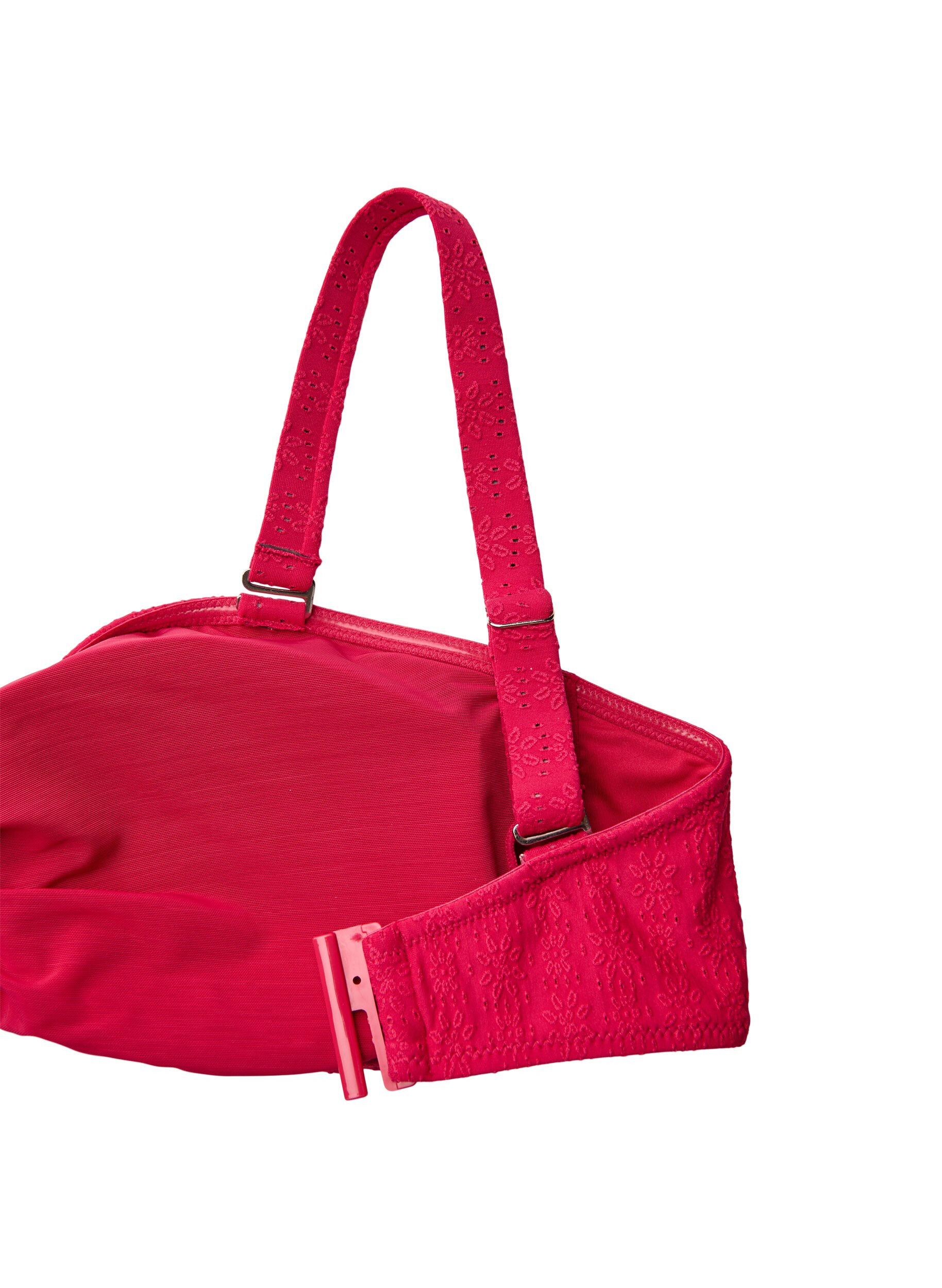 Zizzi Bandeau-bikinitopp med texturerat m&ouml;nster och avtagbara axelband, Rosa, Packshot image number 3