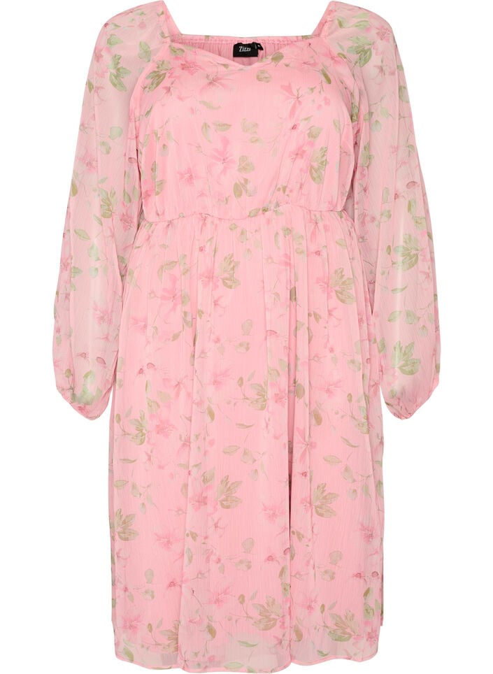 Festkl&auml;nning i chiffong med l&aring;nga &auml;rmar, Rosa, Packshot image number 0