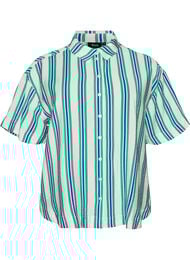 Kort&auml;rmad randig skjorta i viskos, Vanilla