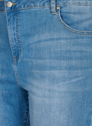 Croppade jeans med kontrast, Blue denim, Packshot image number 2