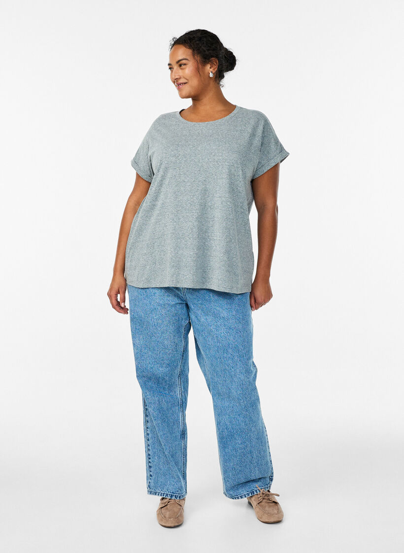 Melerad t-shirt med korta &auml;rmar, Gr&ouml;n, Model image number 1