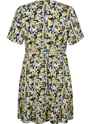 Omlottklänning med korta ärmar, Blazing Yellow AOP, Packshot image number 1