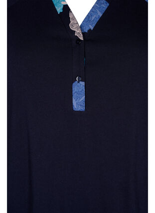 Kortärmat bomullsnattlinne med mönster, Blue Flower, Packshot image number 2