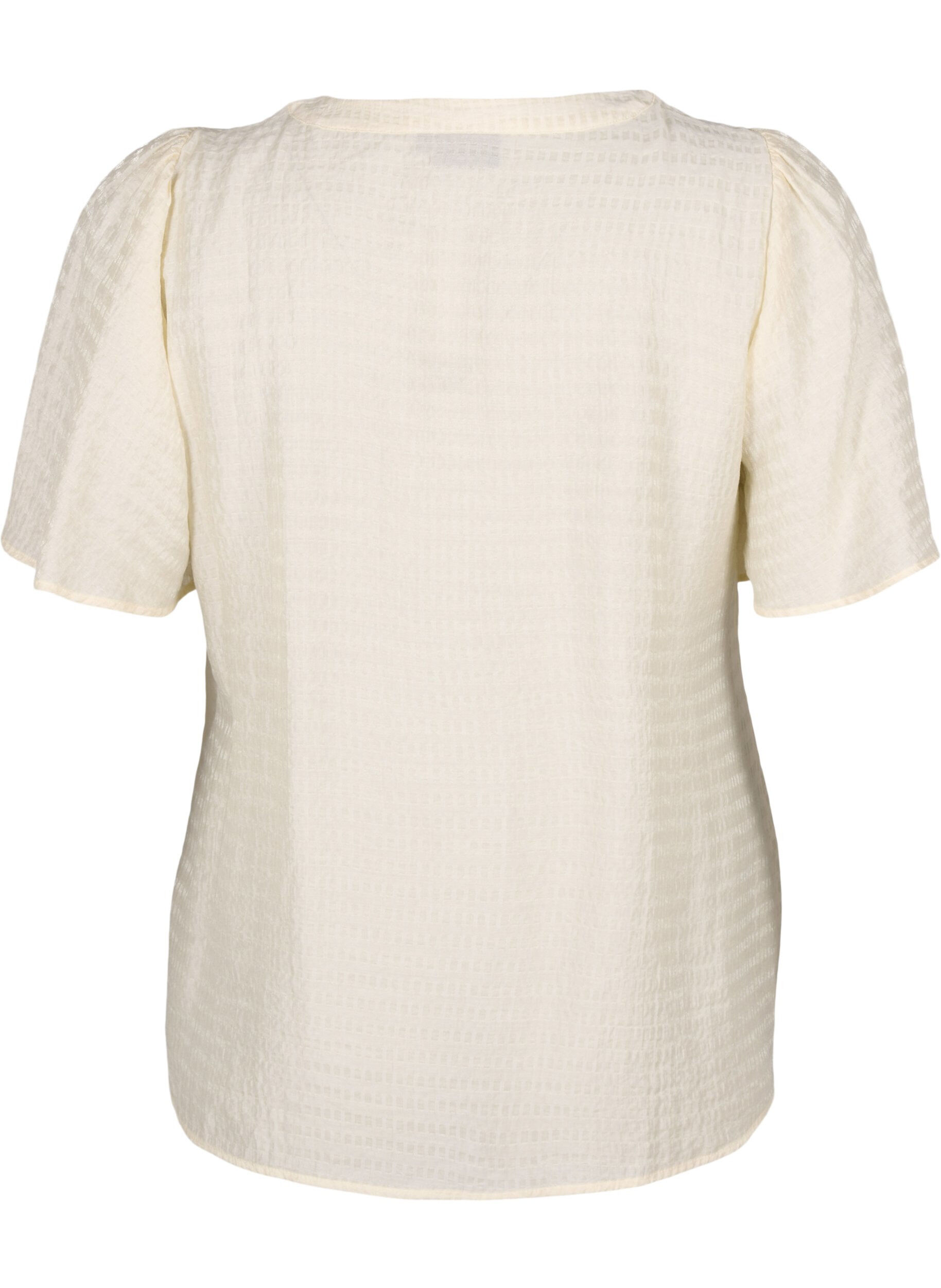 Zizzi Lyocell skjortblus med struktur, Antique White, Packshot image number 1