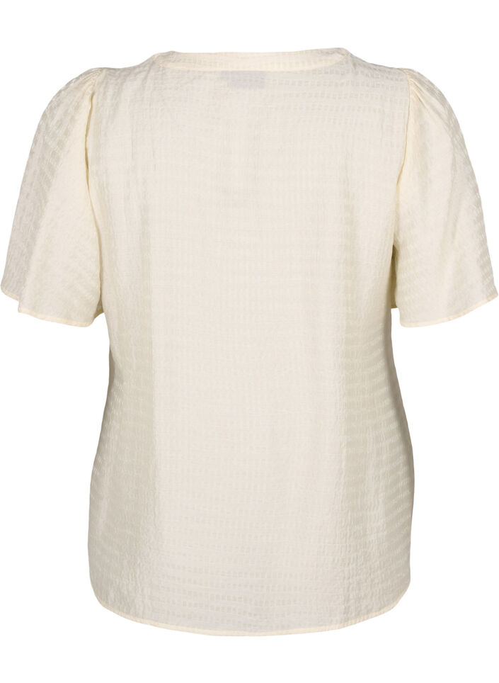 Lyocell skjortblus med struktur, Antique White, Packshot image number 1