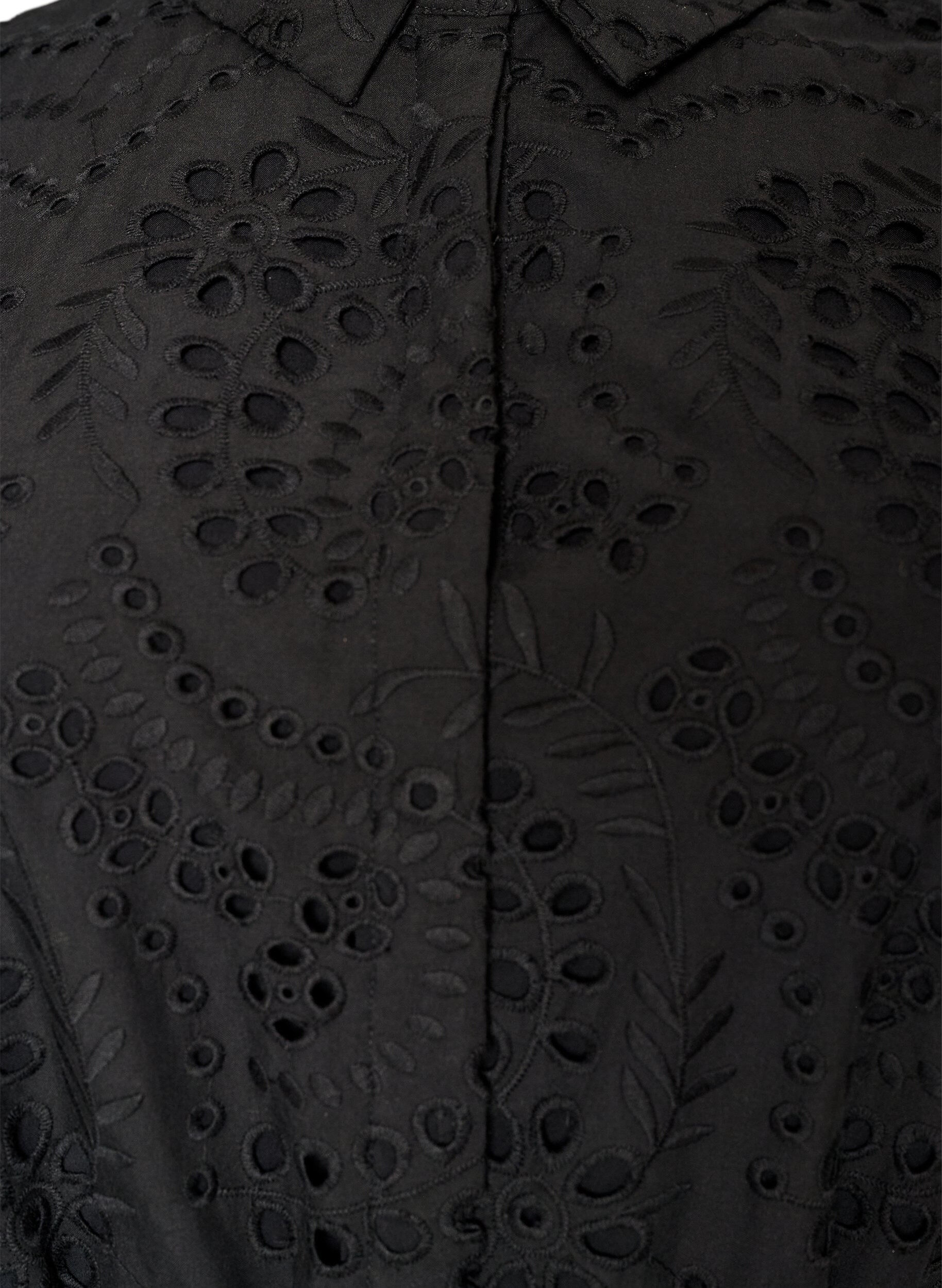 ZizziSkjortkl&auml;nning i broderie anglaise med knytb&auml;lte, Svart, Packshot image number 2