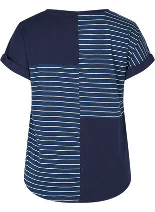 Kortärmad t-shirt i viskos med ränder, Night Sky Stripe, Packshot image number 1