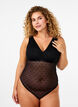 Bodystocking med prickig mesh och avtagbara kuddar, Black, Model image number 3