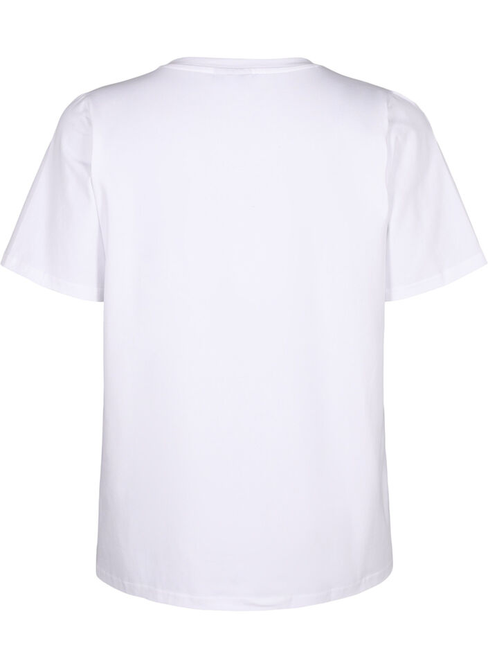 T-shirt i ekologisk bomull med broderade detaljer, Bright White, Packshot image number 1