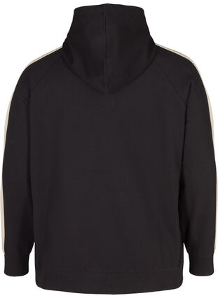 Sweatshirt med huva och ficka, Black, Packshot image number 1