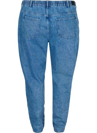Croppade Mille mom jeans med blockfärgad detalj, Blue denim, Packshot image number 1