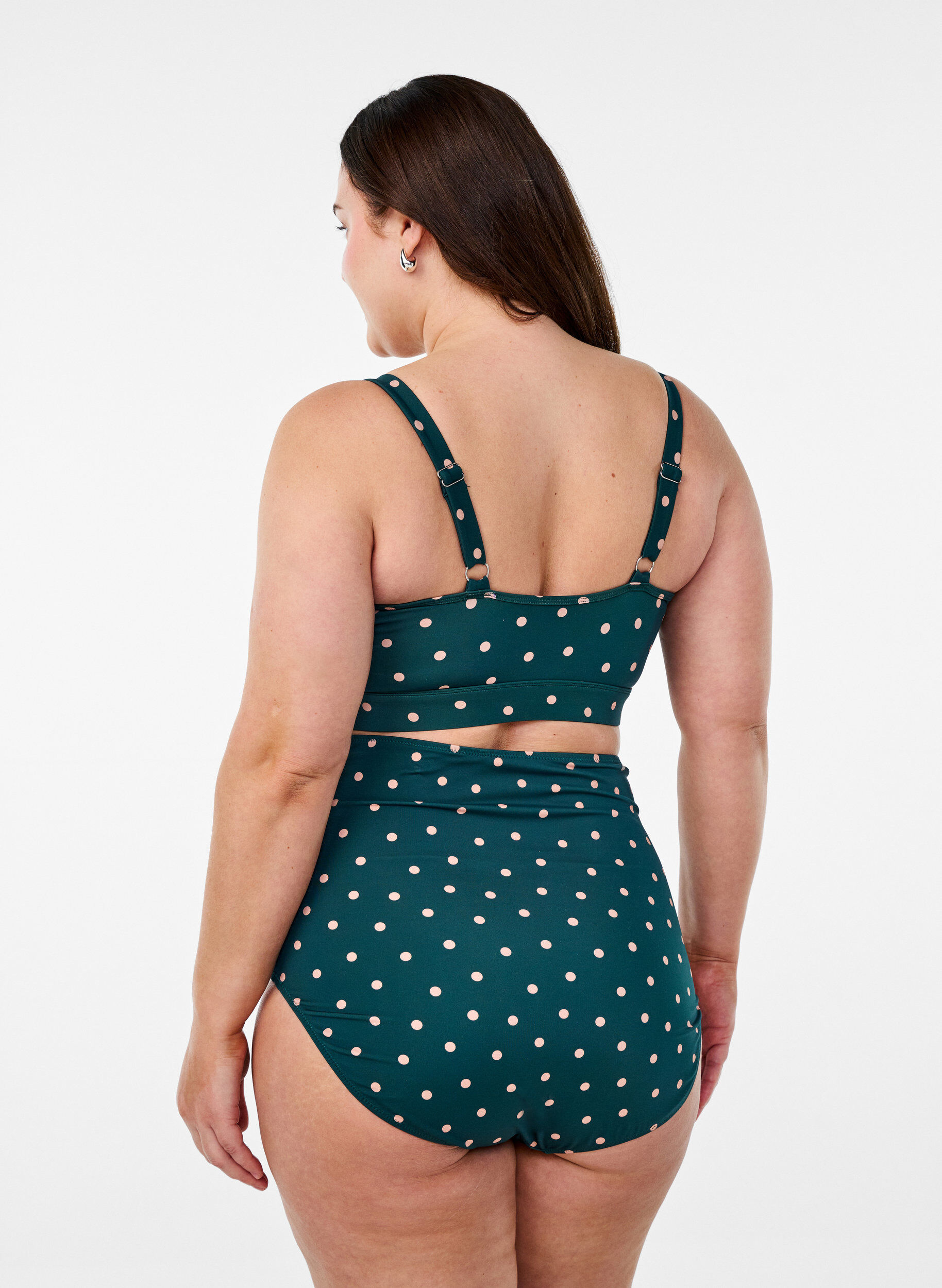 ZizziBikinitopp med prickigt m&ouml;nster och volangdetaljer, Gr&ouml;n, Model image number 2