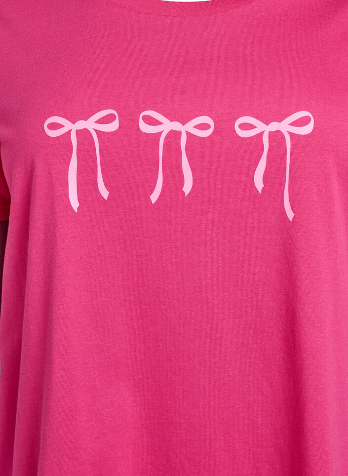T-shirt i bomull med motiv, Raspberry w. Bows, Packshot image number 2