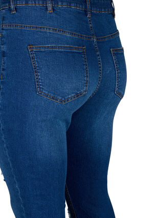 Slim fit-jeans med nötta detaljer, Blue Denim, Packshot image number 3