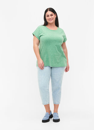 Melerad t-shirt med korta ärmar, Jolly Green Mél, Model image number 2