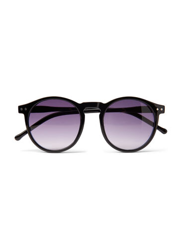 Solglasögon med runda glas, Black, Packshot image number 0