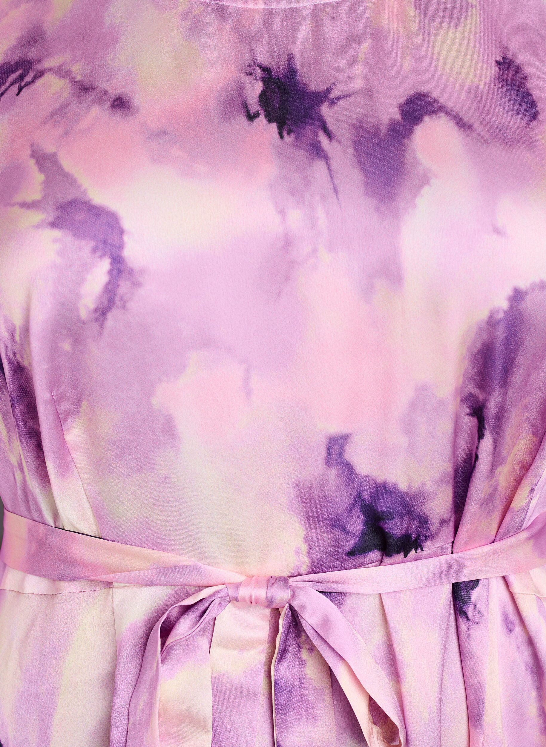 Zizzi Kort&auml;rmad festkl&auml;nning med knytsk&auml;rp, Lila, Packshot image number 2