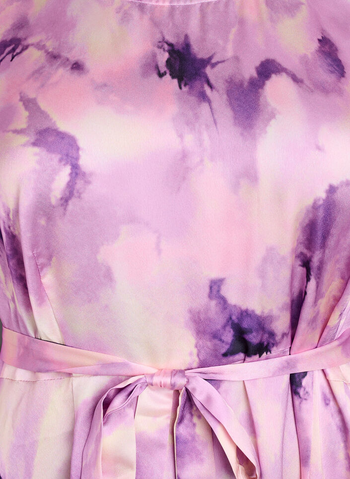 Kort&auml;rmad festkl&auml;nning med knytsk&auml;rp, Lila, Packshot image number 2