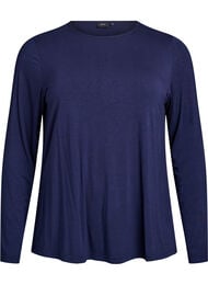 Enf&auml;rgad blus med l&aring;nga &auml;rmar, Bl&aring;