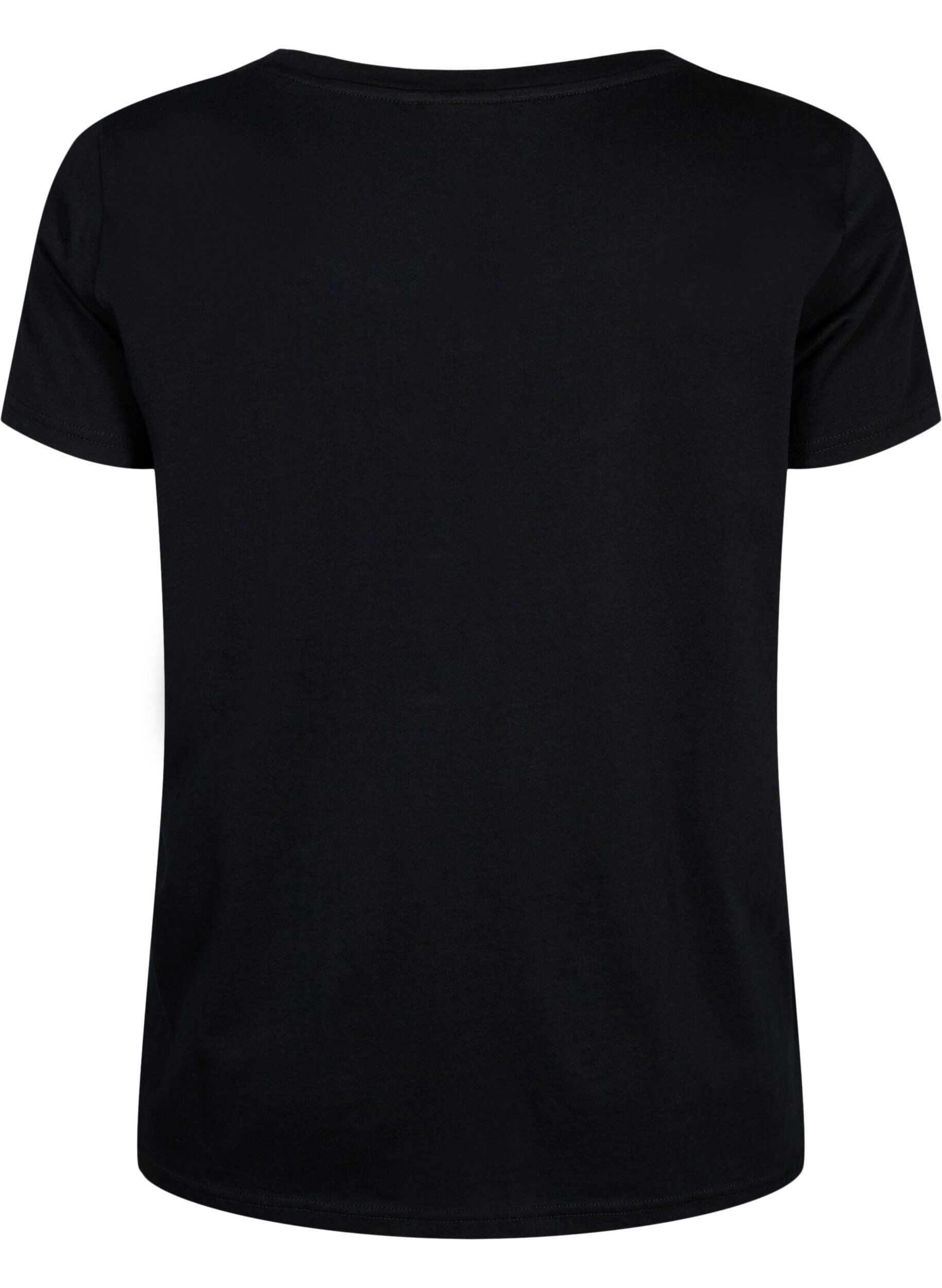 Zizzi Sport t-shirt med tryck, Black w. Graphics, Packshot image number 1