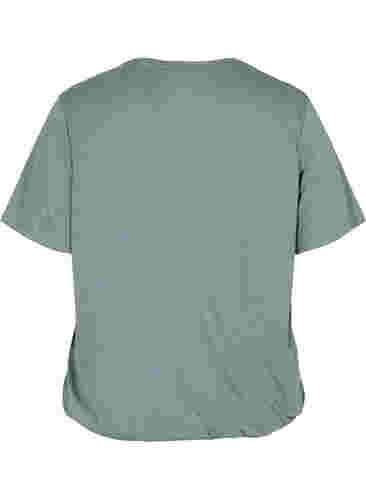 Melerad t-shirt med resårkant, Balsam Green Mél, Packshot image number 1