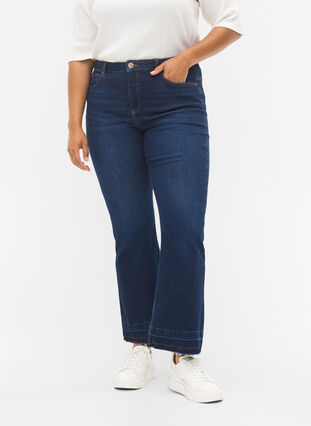 Ellen bootcut jeans med hög midja, Dark blue, Model image number 2
