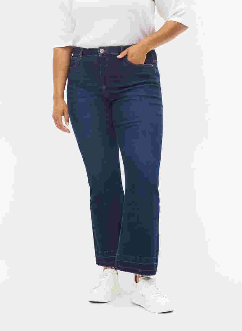 Ellen bootcut jeans med hög midja, Dark blue, Model image number 2