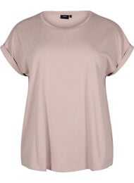 Kort&auml;rmad t-shirt i bomullsblandning, Rosa
