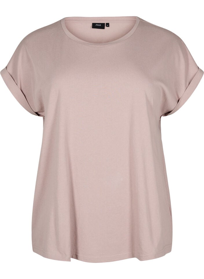 Kort&auml;rmad t-shirt i bomullsblandning, Rosa, Packshot image number 0
